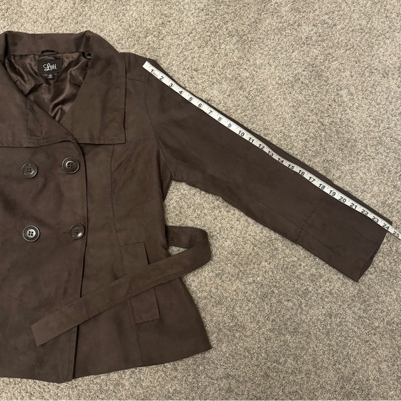 Luii Anthropologie soft faux suede double breasted lined jacket. Women's size L - Picture 14 of 15